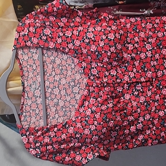 No Boundaries pink with red mini floral dress pt to pt 22 length 35 - Picture 9 of 12